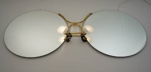 Unusual mirror illuminated in the form of a pair of John Lennon glasses, 1970`s ca, Italian